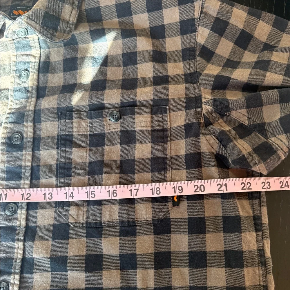 Walls Black Tan Buffalo Plaid Stretch Flannel Button Up Shirt Size L